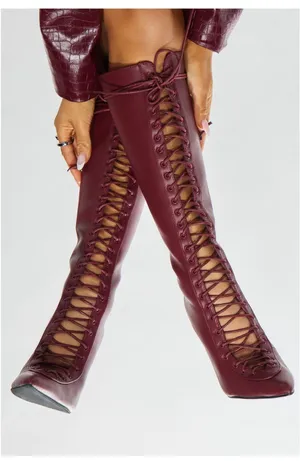 FashioNova Dagger Lace Up Boots thumbnail 2