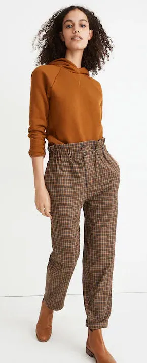 Madewell Plaid Paperbag Tapered Pants thumbnail 1