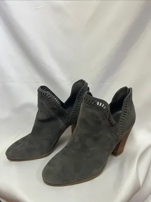 Vince Camuto Gray Suede Perforated Ankle Booties thumbnail 3