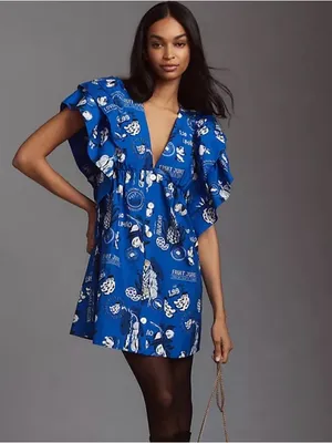 Farm Rio Flutter-Sleeve Babydoll Mini Dress Size XSmall thumbnail 2