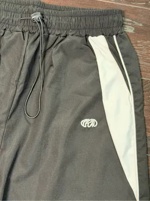 Black White Y2K Wide Leg Track Pants Windbreaker Parachute Joggers M thumbnail 6