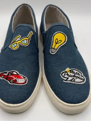 Vintage Havana Denim Patch Slip On Sneakers Women’s 8 Blue Embroidered thumbnail 2