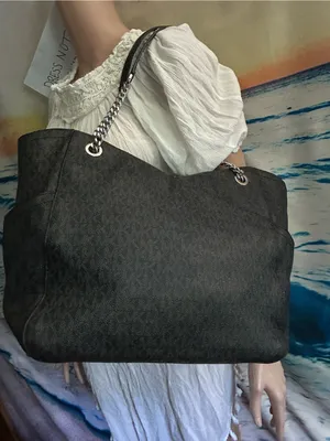 Michael Kors Black Monogram Tote Shoulder Bag thumbnail 1