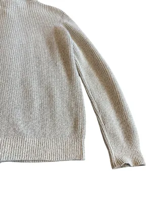 L.L. Bean Zip-Down Cardigan Sweater Ribbed Stretch Light Grey Size Large Women's thumbnail 11