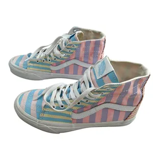 Vans Sk8-Hi Top Pastel Striped 721356 Patchwork M7.5 W9 Skate Shoe Sneaker thumbnail 4