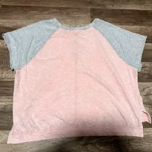 SO Women's Pink Acid Wash Raglan Henley Short Sleeve Top‎ XL Heather Gray Trim thumbnail 6
