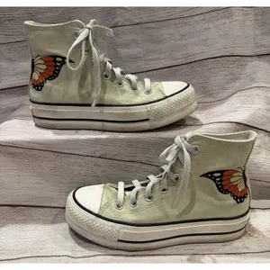 Converse Chuck Taylor All Star High Top Lift Platform Butterfly Sage Green 6 thumbnail 1
