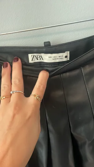 ZARA Black Leather Skort thumbnail 3