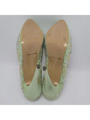 Kiss Kouture Celine Light Mint Green Peep Toe Beaded Platform Heels Size 8.5 thumbnail 11