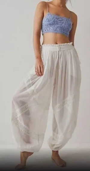 Free People Intimately PINK Cotton Sheer Pants w/Lace Trim, Size M, New w/o Tag thumbnail 9