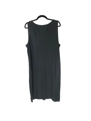 Eileen Fisher Sleeveless Charcoal Gray Knit Tank Dress XL Organic Cotton Hemp thumbnail 2