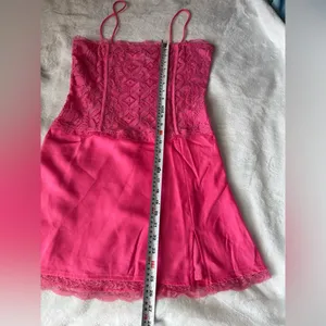 Meshki Hot Pink Lace Slip Mini Dress Size Large Satin Lace Party Date Night thumbnail 12