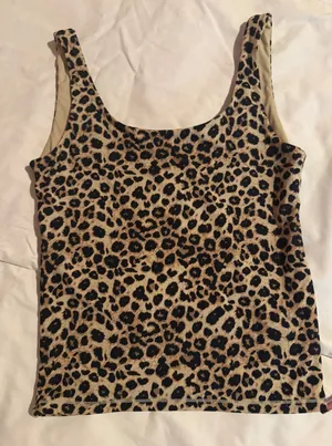 SUUKSESS Womens Leopard Print Tank Top Brown Black Animal Scoop Neck XS‎ thumbnail 1
