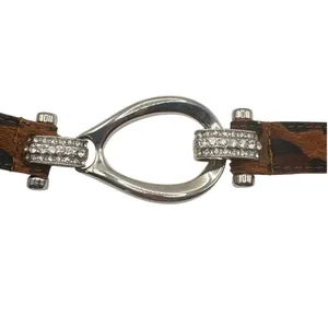 Leopard Calf Hair Belt Rhinestone Stirrup Buckle Horseshoe‎ Animal Print OS thumbnail 5