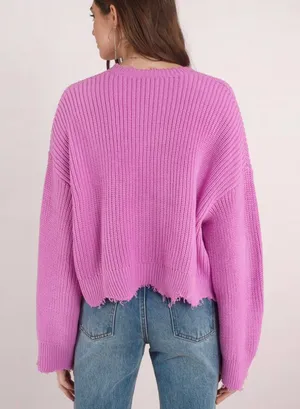 Distressed Out Pink Cropped Sweater thumbnail 2
