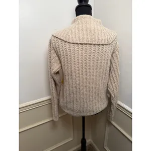 Anthropologie Pilcro Happy Flower Chunky Knit Cardigan Sweater Cream Button Up thumbnail 5