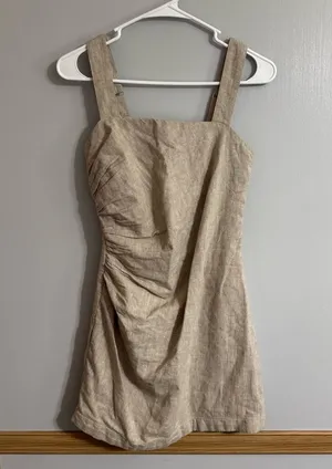 Abercrombie & Fitch Beige Mini Dress with Square Neckline Size XS thumbnail 1