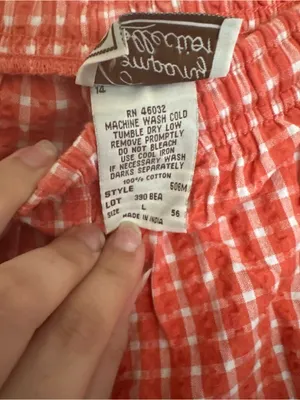 Vintage 90s Red Gingham Cotton Capri Pants Wide Leg Cottagecore Picnic L thumbnail 6