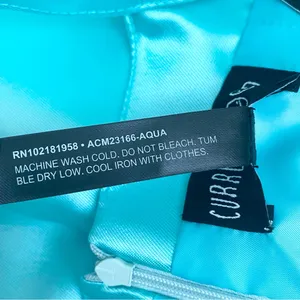 CURRENT MOOD Dolls Kill Pixie Stardust Satin Bow Straps Aqua Mini Dress Size S thumbnail 12