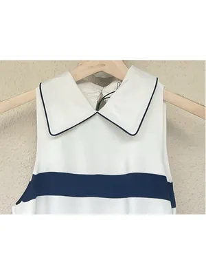 Tuckernuck Ivory Stripe Marina Midi Dress Small Collared Coastal Nautical Prep thumbnail 6