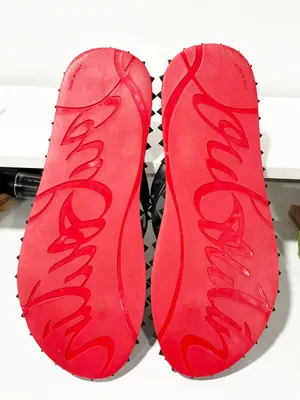 Christian Louboutin Super Loubi Rubber Flip Flop Women's Black Spike Red Bottom thumbnail 4