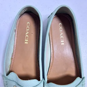 Coach Fredrica Aqua Blue Leather Driving Loafers thumbnail 4
