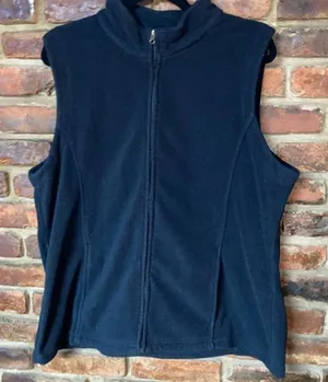 Kinetic Plus Solid Black Fleece Full Zip Sleeveless Vest Women's thumbnail 1