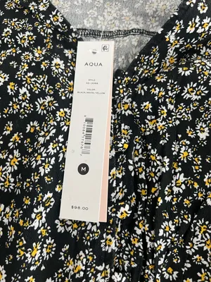 Aqua Black Floral Dress thumbnail 3