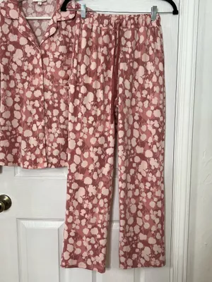 Berkshire Homewear Pink Floral Pajama Set Ribbed Lounge Sleepwear Cozy Y2K XS thumbnail 3