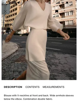 Zara NWT SET Cream V-Neck Balloon Sleeve Top & Skirt thumbnail 11