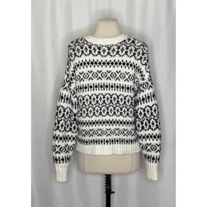 AMERICAN EAGLE Outfitters Fairisle Crew Neck Sweater Black White Fair Isle Small thumbnail 8