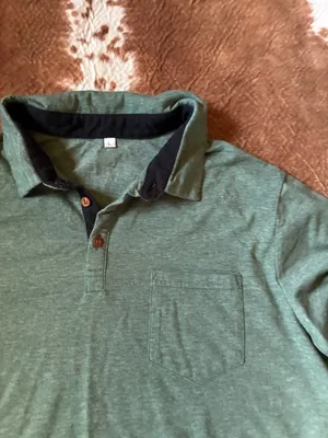 Army green men's polo from Amazon size large More fitted 95% cotton 5% spandex thumbnail 3