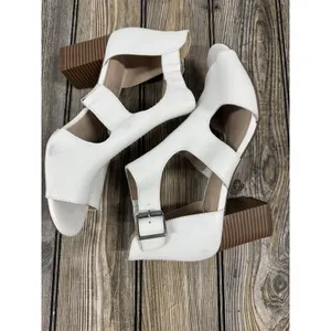 Clarks Womens 8.5M Deva Heidi White Leather Ankle Strap Heels Sandals Boho thumbnail 5