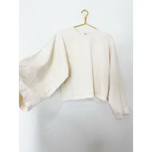 NWT Zara Cape Sleeve Cotton Shirt Size Medium Cream Beau Embroidered 4424/151 thumbnail 11