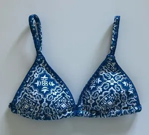 {Hollister} Brand New Blue Embroidered Stitch Triangle Bikini Top thumbnail 1