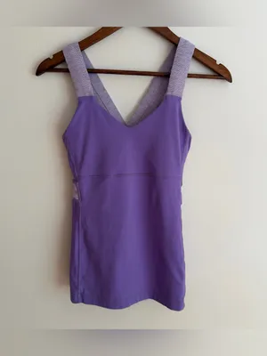 Lululemon Push Your Limits Tank Top Purple Heathered Straps Built In Bra Size 8 thumbnail 8
