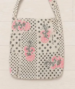 Free People Women's Floral Polka Dot Print Tote Shoulder Bag Cotton thumbnail 1