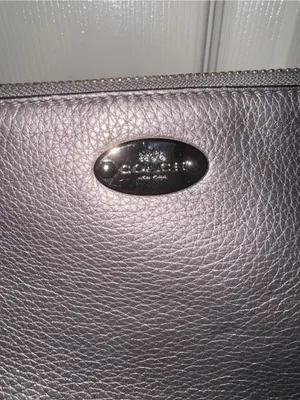 Coach F53157 Metallic Pewter Leather Crossbody Wristlet Double Zip Bag thumbnail 3