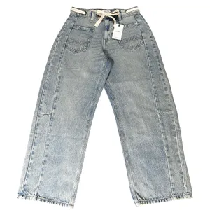 Forever 21 Barrel Jeans Size 25 Light Wash Lace Up Waist Y2K Denim NWT thumbnail 3