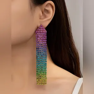 Multicolored Rhinestone Drop Earrings thumbnail 2