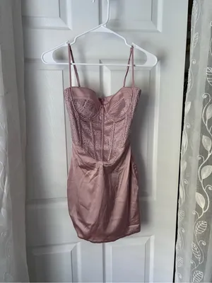 Oh Polly Moonstruck satin mini dress corset-style bodice rhinestone women size 0 thumbnail 9