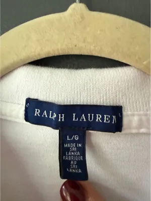 Ralph Lauren White Polo Shirt Dress with Navy Logo - Size Large thumbnail 4
