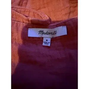 Madewell Lightspun Tiered Mini Dress Womens M Rust Gauze Button Front Cotton thumbnail 5