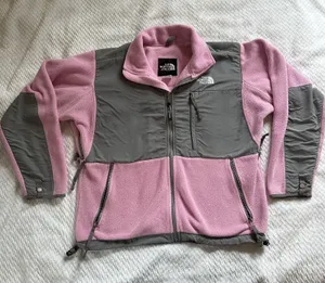 Small The North Face Pink Gray Fleece Coat Jacket thumbnail 1