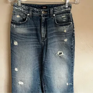 Lee Vintage Modern Daybreak Wide Leg‎ Cropped Raw Hem Denim Jeans thumbnail 3