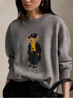 Ralph Lauren Women's Polo Bear Fleece Crewneck Sweatshirt in Gray thumbnail 1