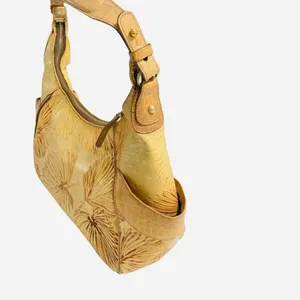 Brahmin Tan Tahiti Palm leaf and Crocodile embossed Shoulder Bag Rare Htf thumbnail 7