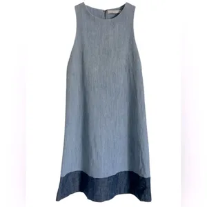 Alice + Olivia Chambray Linen Shift Dress Size XS Blue thumbnail 3