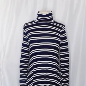 Anthropologie MAEVE Navy Blue White Striped Turtleneck‎ Jersey Knit Dress Small thumbnail 3