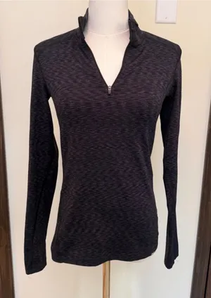 REI black & gray quarter zip long sleeve sweater thumbnail 1